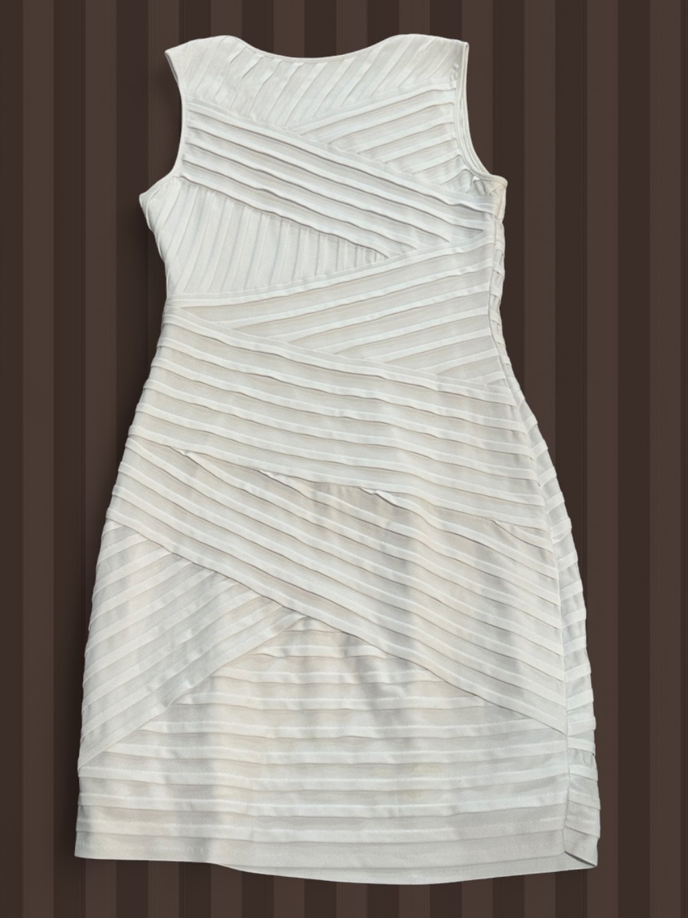 Calvin Klein White Sleeveless Layered Stripe Mini Dress - Picture 2 of 3